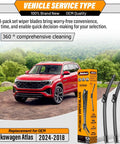 All Weather Windshield Wiper Blade Replacement For Atlas 2018 Through 2024 Front 26 Inch And Rear 22 Inch 12 Inch Wiper Blades Set