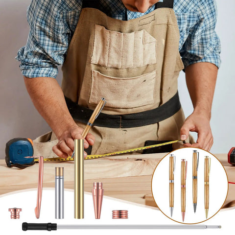Person using 12 Pack 7mm Trimline Twist Pen Kit With Refills For Wood Turning Slimline Pen Making Supplies