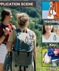 Image showcasing usage scenarios of Braided Rope Leather Keychain With Rotatable D Ring And Zinc Alloy Screwdriver for bags and keys.