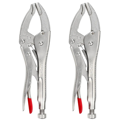 10 Inch Curved Jaw Locking Pliers Set With 2.5 Inch Opening And 65mm Max Capacity, large jaw pliers front view
