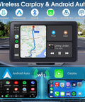 Wireless 7 Inch HD CarPlay Screen Slick Portable Touchscreen Stereo for Cars displaying GPS and apps interface