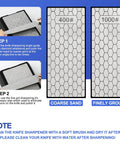 Double Sided Diamond Sharpening Stone With Coarse 400 And Fine 1000 Grit, showing honeycomb plates with non-slip base and guide