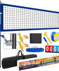 Heavy Duty Outdoor Volleyball Net Set With Adjustable Poles And Anti Sag Design, Portable Beach Net Kit components visible