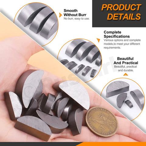 Woodruff Key Stock Assortment Kit 155 Piece Half Moon Semicircle Flywheel Key Set With 17 Sizes in hand view