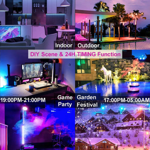 Outdoor LED Flood Light 8000 LM RGB Color Change With Bluetooth Smart App Control DIY Scene Plus 23 Modes showcase