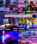 Image showcasing DIY scene modes with Outdoor LED Flood Light Set 800W Equivalent With Bluetooth Smart Color Changing RGB and Warm White 2700K.