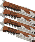 Custom Engraved Corkscrew Multi Tool With Bottle Opener And Free Text showcasing personalized names, durable stainless steel