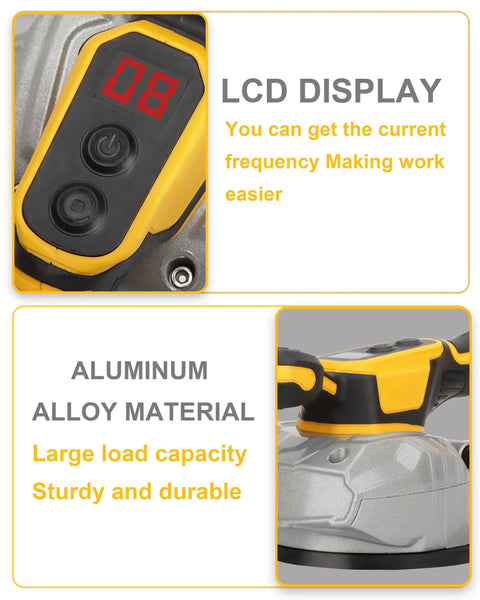 Tile Vibration Tool For 20V Battery With 8 Speed Leveling, Pro Grade Suction Cup, features LCD display and aluminum alloy material