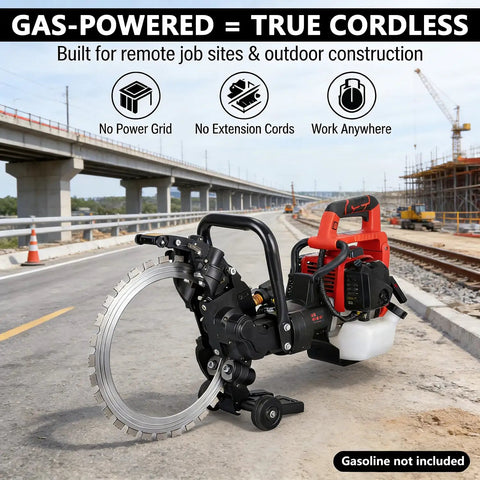 Beast Mode 52Cc Gas Powered Concrete Ring Saw Featuring A 16Inch Diamond Blade and a sturdy base for outdoor construction use.