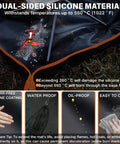 Beefy Built Dual Sided Fireproof Mat 32x32 Inch showing silicone material and heat resistance properties for fire pit use