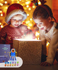 Kids Story Projector Kit with 12 Reels for Ages 3 to 5, children exploring projector features, adjustable whirl ring.