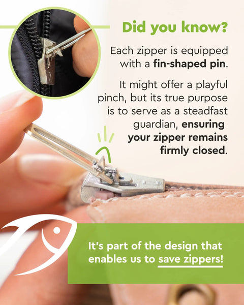 Close-up of Two Pack Waterproof Zipper Repair Kit Replacement Slider showing installation on outdoor gear zipper.