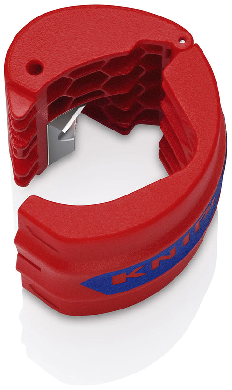 BiX Pipe Cutter For 3/4 Inch To 2 Inch Pipes with 3/32 Inch Wall Thickness, red reversible blade head, side view