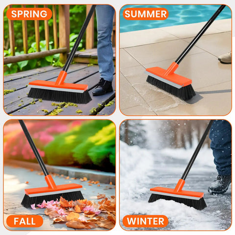 55 Inch Long Handle Deck Brush With Stiff Bristles For Concrete Patios Garage Floors Outdoor Scrubber Grime Busting in seasonal use