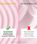 Comparison of AzureBeauty's no-bubble fine powder with OtherBrand's bubbly and clumpy texture.