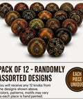 Top Notch Hand Painted Ceramic Cabinet Knobs And Drawer Pulls Pack Of Twelve Chic Boho Style, assorted hand-painted knobs showcasing unique designs.