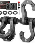 Beefy Heavy Duty D Ring Shackles Two Pack With Seven Eighths Inch Pin Forty Five Thousand Pound Break Strength, black, side view