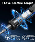 Close-up of Handy Mini Electric Screwdriver Kit with 50 Precision Bits and 5 Torque Settings showing electric torque