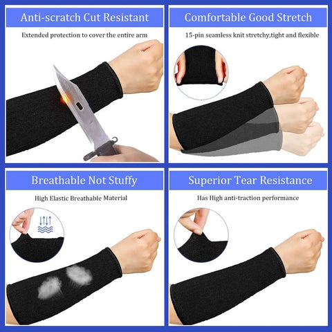 Three Pairs Of Heavy Duty Arm Protectors For Thin Skin And Bruising Cut Resistant Forearm Sleeves Level Five Burn Protection display