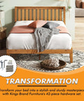 Solid As A Rock Replacement Bed Frame Hardware Kit With Heavy Duty Screws And Bolts For Metal Frames No Fuss Assembly Of Headboard And Footboard 42 Piece Set on a stylish bed with decorative pillows.