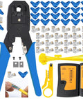 Straight Up Pro RJ45 Crimping Tool Kit With Cat5 Cat6 Cable Tester And Wire Stripper And Slick Ethernet Networking Maintenance Set with crimper and tester.