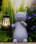 Solar Powered Cat Garden Statue With Warm Glow Lantern, Weatherproof Resin Outdoor Decor for Yard Pathway Patio Porch or Balcony