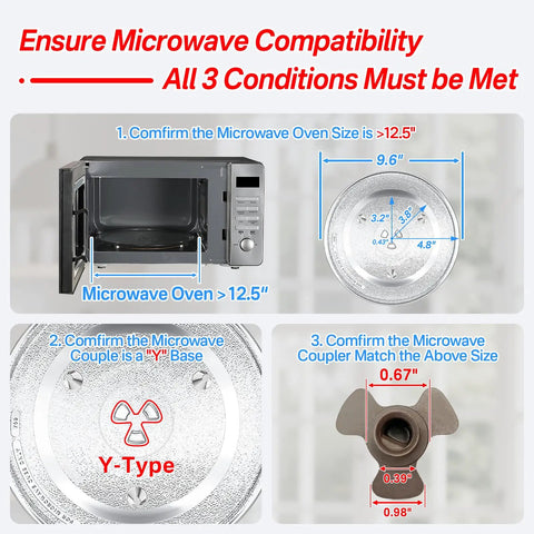 Compatibility guide for 9.6 Inch Microwave Glass Turntable Plate Replacement For Panasonic Models With Eleven Sixteen Inch Y Type Coupler