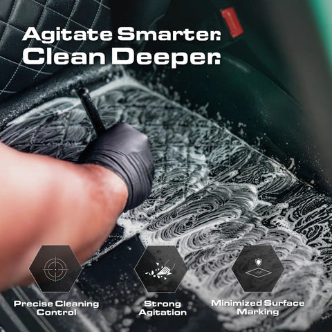 Premium Ultra Soft Feathertip Car Detailing Brushes Set For Interior And Exterior With Chemical-Resistant Handles, Your Go-To Auto Detailing Tools For Safe, Thorough Cleaning, used on soapy car upholstery