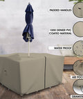 Heavy Duty Square Table And Chair Set Cover With Umbrella Hole, 12 Oz Waterproof PVC Coated Polyester, All Weather UV Resistant, Beige