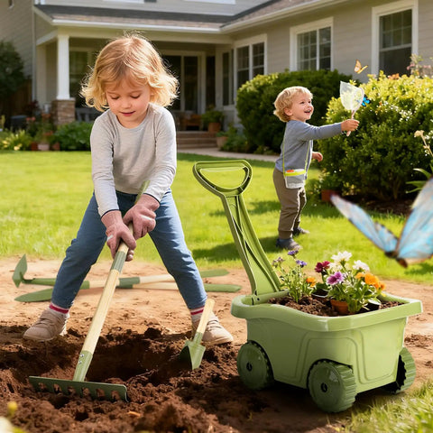 Kids Gardening Tools And Bug Catcher Kit Two In One Outdoor Toys With Wheelbarrow And Bug House STEM Educational Toys For Ages 3 To 5