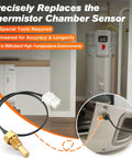 Water Heater Chamber Sensor Thermistor Replacement AP19299 installed in Rheem Ultra Low Nox tankless water heater.