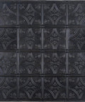 Close-up of Tin Wall Tiles 24x24 Nail Up Black 5 Pack for Backsplash Ceiling and Stair Risers, 0.01 Inch Thick Metal Panels, embossed design