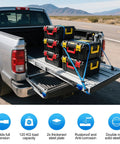 Heavy Duty 20 Inch Drawer Slides Full Extension Locking Ball Bearing Rails in truck, showing 250 LB load capacity.