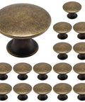 Antique Brass Round Cabinet Knobs 16 Pack For Kitchen Cabinets And Dressers With Single Hole Cupboard Door Knobs