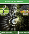 2 Pack Solar Pathway Lights Outdoor IP67 Waterproof LED illuminating garden path with warm and cool white modes, ABS construction
