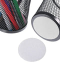 Heavy-Duty Removable Round Adhesive Hook And Loop Tapes for Wall Mounting shown with mesh pen holder