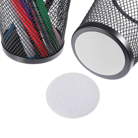Heavy-Duty Removable Round Adhesive Hook And Loop Tapes for Wall Mounting shown with mesh pen holder