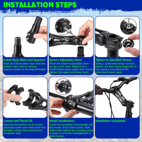 Installation guide for Adjustable Bike Stem Riser For Comfort And Angle Adjustment Universal 31.8Mm Stem With 28.6Mm Fork Extender