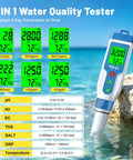 Top Tier Slick Digital Water Tester Meter With Huge Lcd Screen For Hydrogen Ph Orp Tds Ec Plus Salt Testing in water.