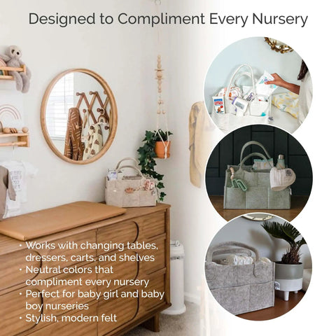 Premium Felt Diaper Caddy Organizer With Removable Slots For Wipes Diapers And Gear No Sweat Nursery Storage Bin In Soft Oatmeal Look Top Shelf Pick For Quick Change Setups And Everyday Parenting Hacks