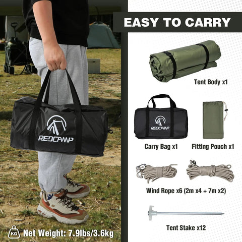 Person carrying bag with Large Hammock Hot Tent With Stove Jack Waterproof And Windproof Winter Wall Tent accessories.