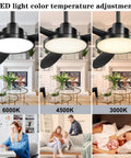 52 Inch Black Ceiling Fan With Light And Remote Control displaying 3 LED light temperatures for living room use