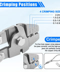 Close-up of Heavy Duty Fishing Crimping Pliers Kit With Pro Grade Stainless Steel Wire Crimp Tool showing 4 crimping positions