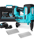 No Nonsense Heavy Duty 20V Cordless Brad Nailer And Staple Gun 18 Gauge with battery, charger, nails, staples, and rugged case.