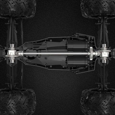 Beefed Up RC 9125 Steel Differential Gears And Aluminum Main Drive Set underside view for 4WD 9125 Trucks