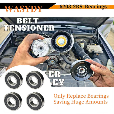 4 Pack 6203 2RS Deep Groove Ball Bearings 17 X 40 X 12mm Pre Lubricated Built For High RPM Beefy Performance And Rugged Stability For Industrial Automotive Machinery Electric Motors, belt tensioner