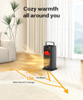 New 1500W Portable Space Heater With Fireplace Flame Effect, ETL And UL Certified, in a living room demonstrating oscillation