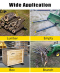 Clamp On Pallet Forks For Tractor Bucket With Adjustable Stabilizer Bar, 43 Inch Length, used for lumber, boxes, branches.