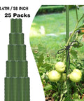 25 Pack 58 Inch Steel Garden Stakes With Plastic Coating For Climbing Plants And Tomatoes Heavy Duty Plant Support