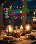 Two Pack Battery Powered LED Lanterns With Dimmerable Warm White Edison Bulbs Vintage Oil Lantern Look on Christmas table
